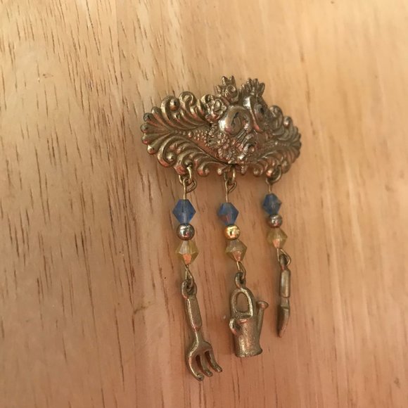 Gardener Pin Brooch Handmade VTG Gardening Tools - Picture 7 of 8
